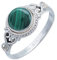 Ring 925 Silber Malachit grüner gestreifter Stein Edelstein echt Silber Damen Sterling Silber Geschenk (MRG-024-10-(50))
