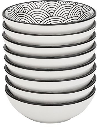 vancasso Haruka Set di Ciotoline in Porcellana 8 Pezzi per Salse, Vassoi per Aperitivi e Tapas, 8.8 * 8.8 * 2.8CM, 70ML