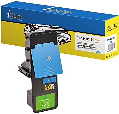 iColor Tonerkassette: Toner-Kartusche TK-5240C für Kyocera-Laserdrucker, Cyan (blau) (Kyocera Ecosys P 5026 CDN, Ecosys P 5026 Cdw, Laser)