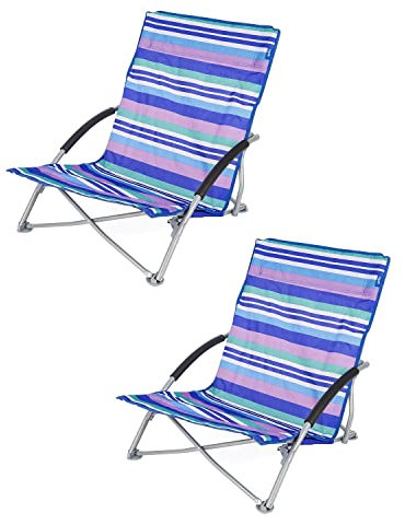 Yello 2 faltbarer niedriger Sitz-Strandkorb für Camping, Angeln oder Strand, Blau