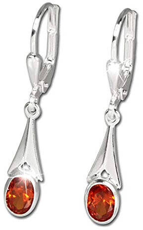 SilberDream Ohrhänger für Damen 925 Silber orange Zirkonia Ohrringe D3SDO514O Silber, Zirkonia Ohrschmuck für die Frau