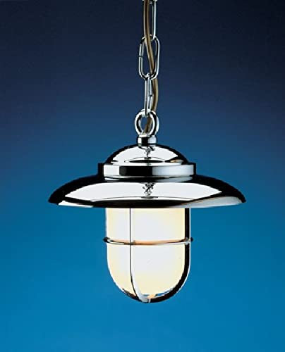 Licht-Erlebnisse Verchromte Schiffslampe Laterne aus Messing Glas antikes Design Pendelleuchte Esstisch Esszimmer