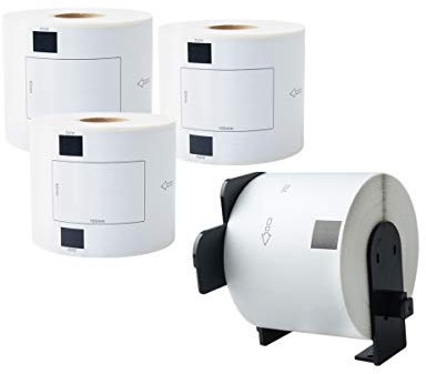Aomya 4 Rollen DK-1202 gestanztes Versand-Etikett kompatibel mit BRO DK1202 62 mm x 100 (2-3/7 4) 1 nachfüllbarer Patrone für QL-700 ql-710W QL-720NW QL-570 QL-810W Drucker 300 Etiketten pro Rolle.