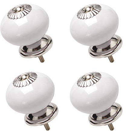 sourcing map 4pcs Ceramic Knobs Vintage Knob Drawer Round Pull Handle Furniture Door Cabinet Cupboard Wardrobe Dresser Decorative White