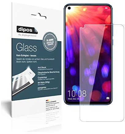dipos 2x Displayschutzfolie 9H klar für Honor V20 | Bricht und splittert nicht, kein Echtglas, Anti-Shock, passt perfekt, kratzfest, blasenfrei, hüllenfreundlich, selbstklebend