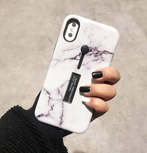 Omio for iPhone Xs Marble Case with Ring Grip Holder Kickstand Finger Circle Strap Shockproof Cover for iPhone X Loop Case Marble Stone Design Ultra Thin Smooth Anti-Scratch Case for iPhone Xs X 10