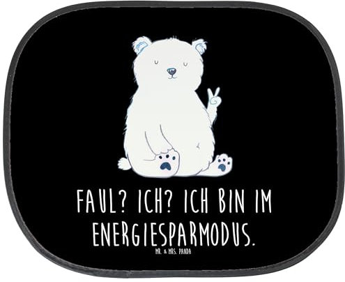 Mr. & Mrs. Panda Auto Sonnenschutz Eisbär Faul - Geschenk, Teddybär, Entspannen, Sonnenschutz Autoscheibe, Sonnenschutz Auto Seitenscheibe, Bürojob,