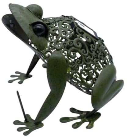 Garden mile Solar Frog Ornament Light Up Toad Statue Silhouette LED Solar Powered Lighting Outdoor Garden Metal Frog Sculptures Garden Decorative Ornaments for Lawn, Pathway