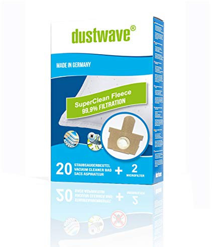 Megapack Lot de 20 sacs filtrants pour aspirateurs Moulinex CER 471 Manea – Sacs filtrants de marque Dustwave® – Fabriqué en Allemagne + microfiltre inclus