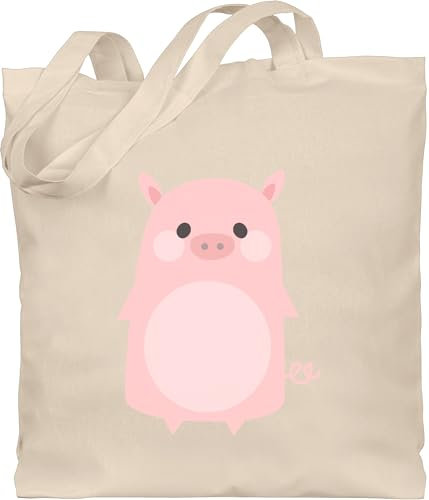 Shirtracer Baumwolltasche - Karneval & - Taschen - Fasching Kostüm Schweinchen süß I Schwein Kostüm I Schweine Kostüm - Unisize - Naturweiß - kamellebeutel faschings schweinche stoffbeutel wurfbeutel