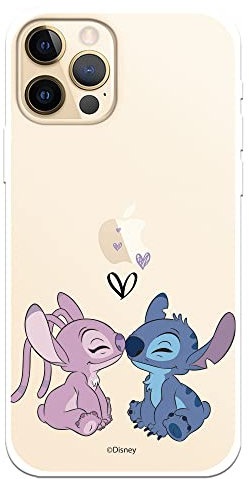 Official Lilo & Stitch iPhone 12-12 Pro Case - Angel & Stitch Kiss to Protect Your Mobile Phone - Flexible Silicone Case with Official Disney License