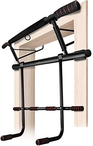 AthleticPro - Klimmzugstange Türrahmen mit Dip Station– Belastbar bis 200KG – Sichere Pull up bar - 20 cm höher im Rahmen –Dips&Push Up