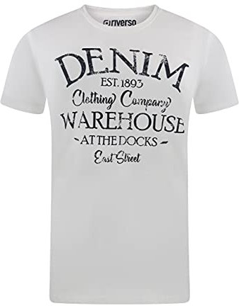 riverso Tshirt Herren Baumwolle Regular Fit RIVLeon Rundhals Kurzarm Sommer Tee Shirt Print, Größe:4XL, Farbe:Weiß (QJD)