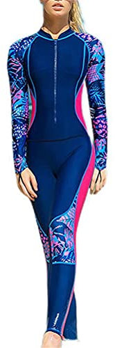 ORANDESIGNE Damen Kurz Neoprenanzug Kurzarm One Piece Frontreißverschluss Schwimmanzug zum Tauchen Schnorcheln Surfen Schwimmen Anzug Badeanzug G Dunkelblau XXL