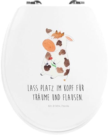Mr. & Mrs. Panda Motiv WC Sitz Kuh - Geschenk, Toilettendeckel, Landwirtin, Kühe, WC-Sitz, Toilette, Landwirt, Motivtion, Bauernhof, Hoftiere,