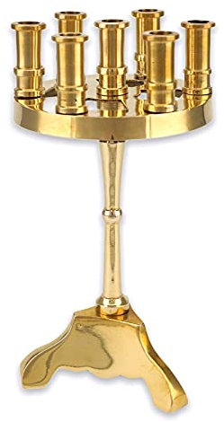 Traditioneller 7 Kerzen Messing Kandelaber - Orthodoxer Kerzenhalter Home Altar Gebetsecke (Höhe 16,0 cm)