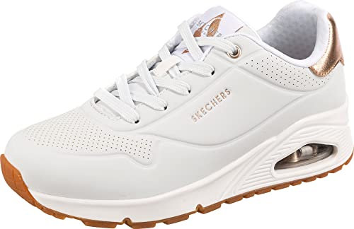 Skechers Damen UNO-GOLDEN AIR Sneakers, White Durabuck/Mesh Trim, 35.5 EU