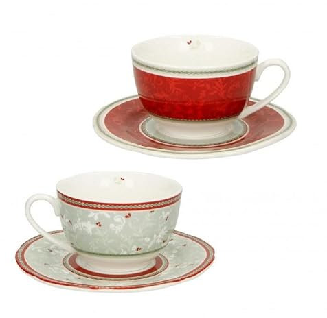 Brandani . Set 2 Tazzine 52372 caffè Porcellana Connubio Verde Rosso