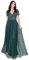 Maya Deluxe Abendkleid mit Pailletten Cocktailkleid Damen mit V-Ausschnitt Tüllkleid Smaragdgrün Größe 48