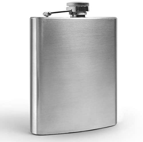 Oramics 200ml Flachmann aus Edelstahl - Rostfreier, extra flacher Taschenflachmann 7oz. - Geschenkidee für den Mann, Trauzeugen Geschenk und perfekt für Junggesellenabschiede