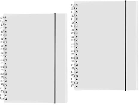 Shulaner Spiralblock A5 Liniert, 80 Blatt Papier Spirale Notizblock, PP mattiert Notizbuch Notizbücher A5 Liniert Spiralbindung Spiral Notebook Lined mit Elastischer Gürtel - 2 Stück