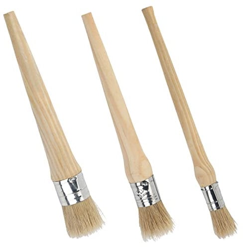 3 Pack Chalk Paint Wax Brush Set Natural Bristle Round Paint Brush Wooden Handle Paint Wax Brush for Waxing Wood Furniture (20mm 25mm 30mm)