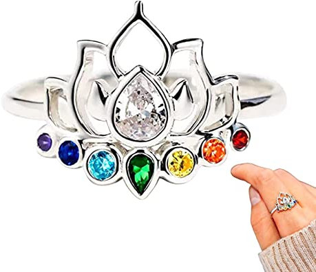 Teksome - | aus Sterlingsilber mit Lotusblüte | Hochglanzpolierter Lotusring mit farbigem Zirkon Luxusschmuck für Hochzeit,