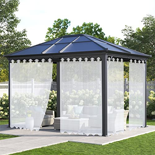XUIAQZW Outdoor Vorhang Wetterfest mit Ösen Weiß Transparent (2 Stücke) 260x200(BxH) cm Terrasse Vorhänge Outdoor Gardinen Wasserdicht Sonnenschutz