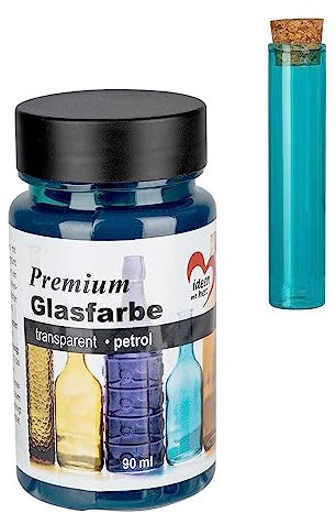 Ideen mit Herz Premium Glasfarbe | transparent | wasserfest | 90 ml (petrol)