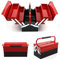 Holdfiturn Metal Tool Box 3 Tiers 5 Tray Tool Storage Box Cantilever Tool Box 43cmx22cmx21cm Tool Box Organiser Red