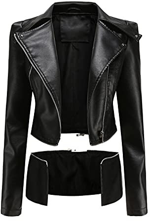 Rumity Damen Angelina Lederjacke, Jacke aus echtem Lammfell, Kurz und Enganliegend, Glattes und Weiches Leder Lange Jacke Damen Mantel Damen Elegant