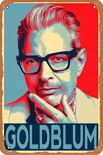 Vintage Metall-Blechschild, Retro-Metallschild, Jeff Goldblum, Pop-Art-Illustration – Promi-Heimdekoration in Posterdruck oder Leinwand-Kunst, Zuhause, Bar, Kneipe, Garage, Dekoration, Geschenke,