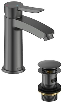 Bristan Apelo Bathroom Taps, Gun Metal Basin Mixer tap | APE ES BAS GM, Modern design, Ecostart, Includes clicker waste, Bathroom sink taps, Matching shower available, Lifetime Cover