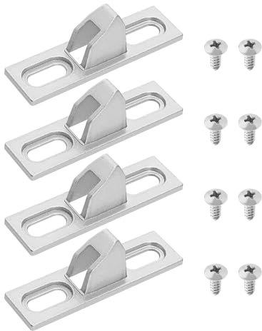 Be In Your Mind 4pcs Boucle de Verrouillage Crochet de Porte et Fenêtre Coulissantes Base de Loquet de Crochet en Alliage de Zinc Boucle de Serrure de Porte Portable avec Vis 60x17mm