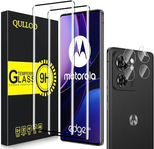 QULLOO Pellicola Protettiva per Motorola Moto Edge 40 5G [2 Pezzi] + Pellicola Fotocamera [2 Pezzi], 9H Durezza HD Chiaro Pellicola Vetro Temperato