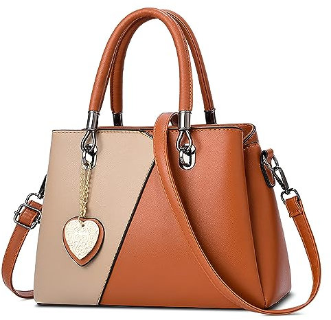 DORRISO Mode Damen Henkeltasche Mittelgroß PU Leder Handtasche Schultertasche mit Schick Anhänger Shopper Tasche Kuriertaschen für Reise Einkaufen Urlaub Business Damen Umhängetasche Orangenfarbig