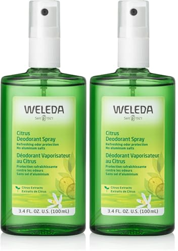Weleda Deodorante Spray Limone, fresco profumo e 24h di efficace protezione, con puri oli essenziali naturali di limone e litsea-cubeba, senza sali d'alluminio (1X100 ml) (Confezione da 2)