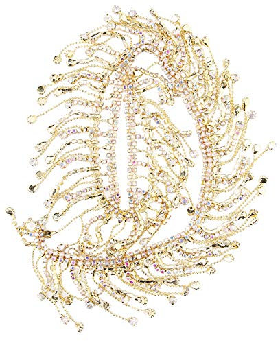 Strassband-Quastenkette, Kristallkette, Fransenbesatz, glänzend, für Dekoration, Nähen, Kleidung, Perlenjeans, Zubehör, DIY, Diamant-Handwerk, personalisiertes Dekor (Golden)