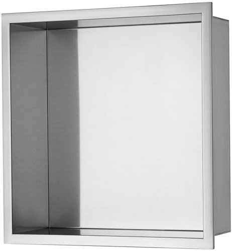 VEVOR Nicchia da Incasso per Bagno 33,02x33,02 cm, Nicchia Doccia a Parete Doppio Ripiano in Acciaio Inox 304 Sigillato, Nicchia da Incasso da Muro in Acciaio Inox per Riporre Sapone Doccia, Argento