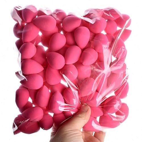 HIFFEY 4~100 Stücke Mini Make-Up Ei Weiche Kleine Kosmetische Schwamm Puff Trocken Nass Verwenden Schönheit Ei Gesichts Foundation Creme Concealer Make-Up-Tools(100Pcs Rose)