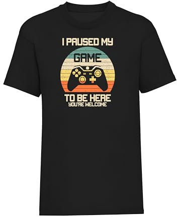 Kids I Paused My Game Printed Gamer T-Shirt Ideal Gaming Arena Fun Tees Presents for Teens Funny Gaming Gifts for Boys in Black Hue D7 for Boys/Girls in Assorted UK Size Black14-15y