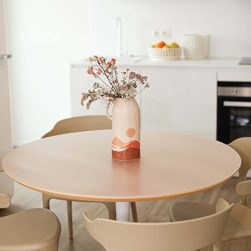 PROFOLIO Tischfolie Rund & Leicht Transparent mit abgeschrägter V-Kante - Feinmattierte Tischdecke als Schutz ohne Luftblasen - Matte 2mm Folie für Ihren Tisch - 160cm Durchmesser - Größe Wählbar