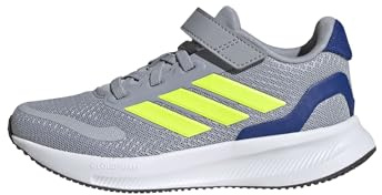 Adidas Unisex Kinder RUNFALCON 5 Shoes Kids, Halo Silver/Lucid Lemon/Team royal Blue, 35 EU