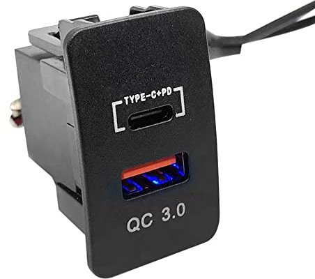 NONDK Adaptateur Chargeur Double USB 36W QC3.0 Type C + PD Prise de Tableau de Bord VoltmèTre LED pour Accord -V Jazz City