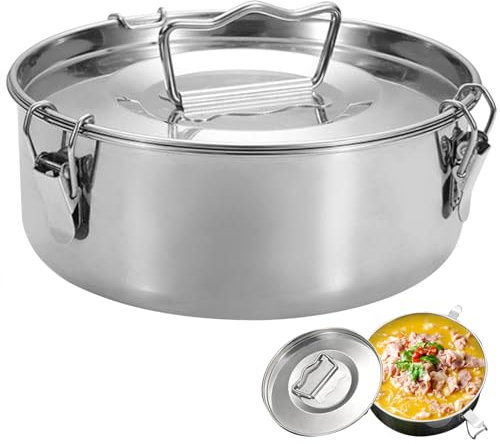 Blogiiup Fabricante de flan, Molde de flan de Acero Inoxidable con Tapa y Mango de Gran Capacidad Fabricante de flan Plato Redondo Redondo para Pastel de Queso Chocolate pudín, sartén flan