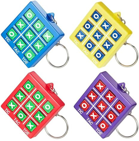 WBZOWRB 4 Stück Tic Tac Toe Spiel Schlüsselanhänger Für Kinder Alter 8-12,Party-Mitgebsel, Mitgebsel Kindergeburtstag,Tic Tac Toe Mitbringsel Kunststoff Schlüsselanhänger Für Mini Rucksack Geburtstag