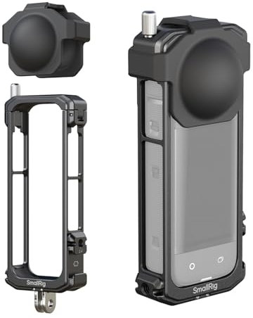 SMALLRIG Cage Käfig für Insta360 X4, Protective Case, Aluminium-Schutzhülle für Insta360 X4 mit Silikon-Objektivabdeckung, integriertem Blitzschuh und 1/4-20 Anti-Ablenkungs Gewindeloch - 4278