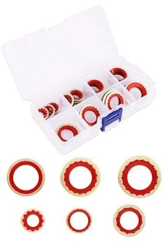 30pcs Car AC Compressor Gaskets, Leakproof AC Port Seal Washer Multi-Specification Car AC Compressor O-Ring Gasket Seals for Most Car Models (Red)