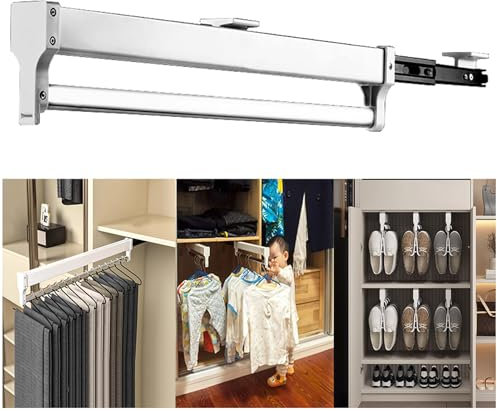 XINFAPAI 70cm, Tringle De Placard Coulissante, Porte Pantalon Coulissant Acier Porte Vêtements Extractible Garde-Robe Extractible ​Coulissant Portemanteau, Cintres Polyvalents Antidérapants
