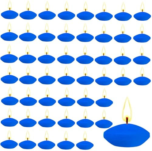 Bougie Flottante, 50 Pièces Bougies Flottantes Inodore, Créer une Atmosphère Bougie Flottante Bleu Utilisé pour les Mariages, Les Piscines, Les Spas, Les Baignoires, Les Dîners de la Saint-Valentin
